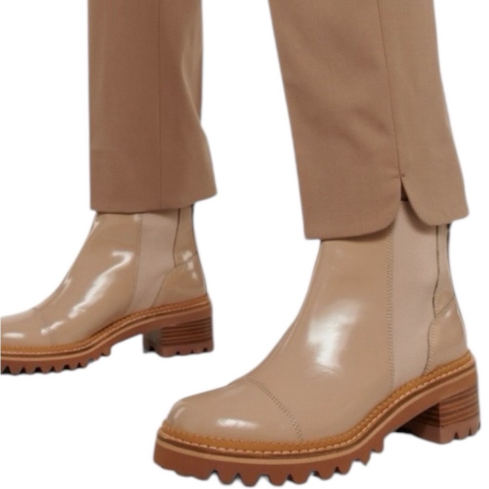 Chloe Patent Leather Ankle Boots in Beige/Tan - read description for sizing
